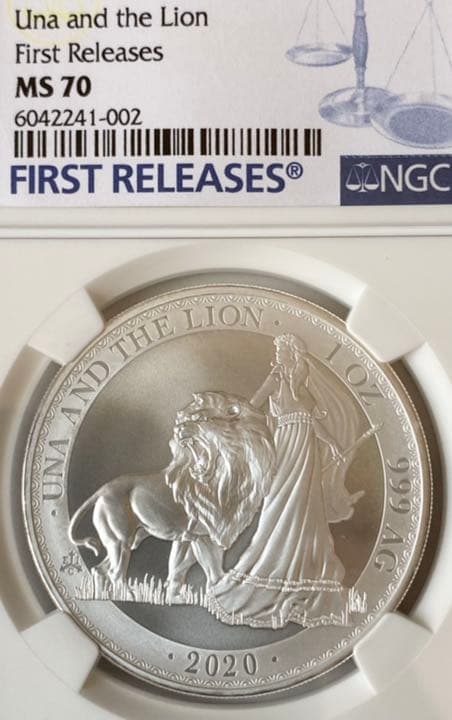 【世界19枚】2020年 ウナとライオン 1ポンド 銀貨  NGC MS70