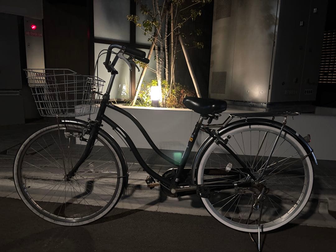 シティサイクル ブラック 26インチ 前カゴ付き　東京