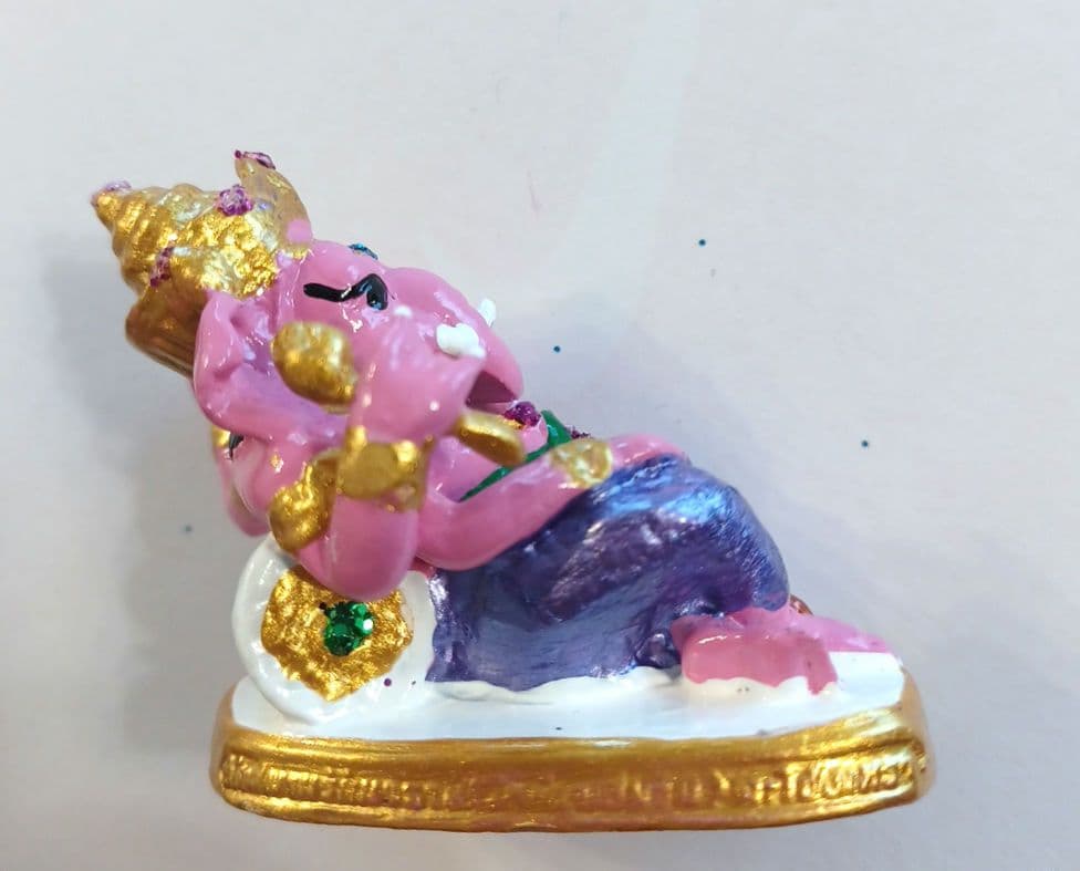 ピンクのガネーシャ像 ミニチュア置物（パープル）