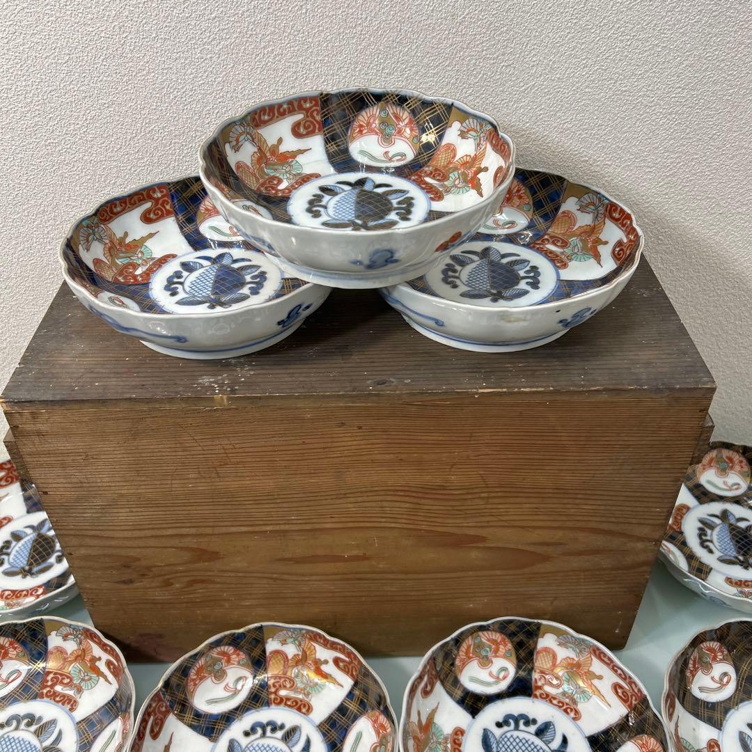 ☆古伊万里・金蘭手・金彩　　　　染付・窓絵花車・中鉢☆