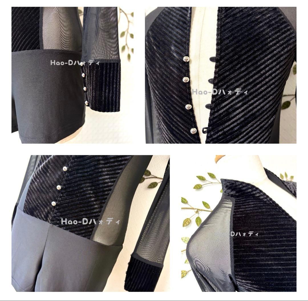 新品★社交ダンス★ラテン★メンズ★シャツ★メッシュ★ベロア★切替★M