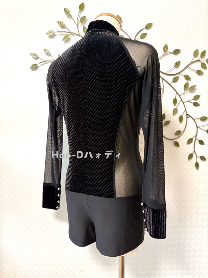 新品★社交ダンス★ラテン★メンズ★シャツ★メッシュ★ベロア★切替★M