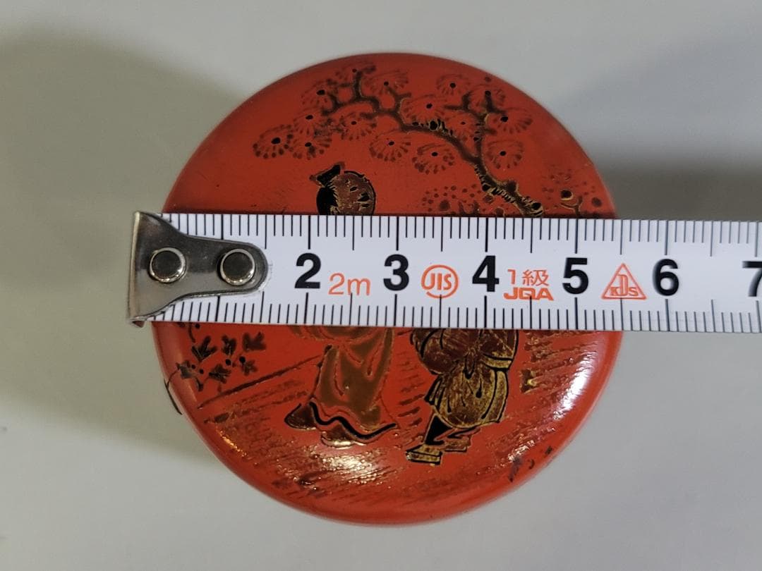 中国 朱塗 人物紋 時代棗 仕服 茶道具 DT612