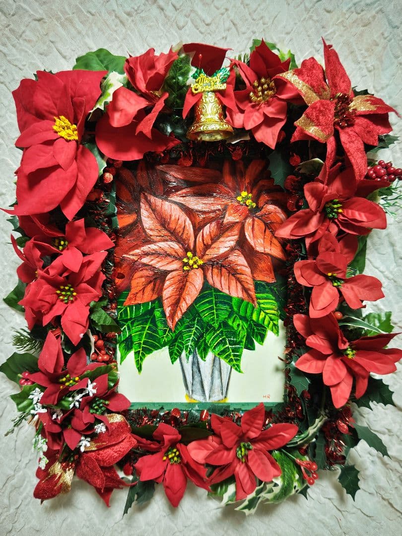 油絵 絵画 【ポインセチア】