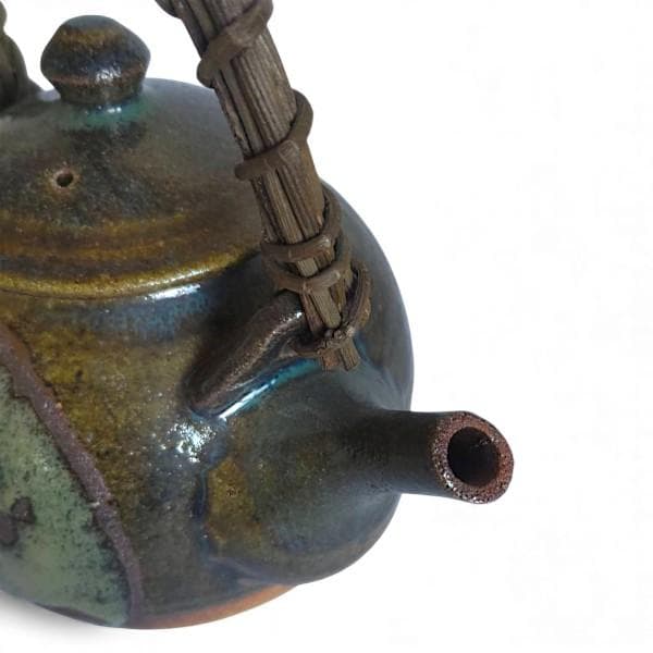 中村芳楽 作 天月窯 急須 湯呑 セット 竹製茶托付き 陶芸 茶器 煎茶器