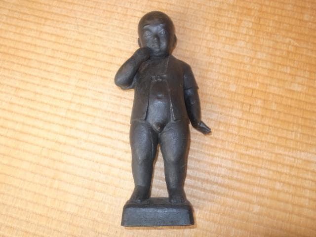 希少 美品 昭和31年作◆彫刻家 宮本隆 彫刻家『童子』ブロンズ \