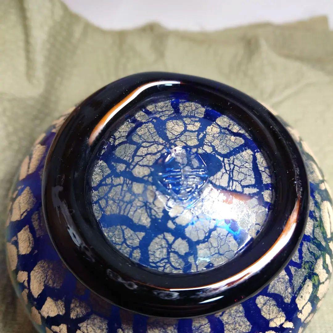 稲嶺盛吉　琉球ガラス　抹茶碗　共箱