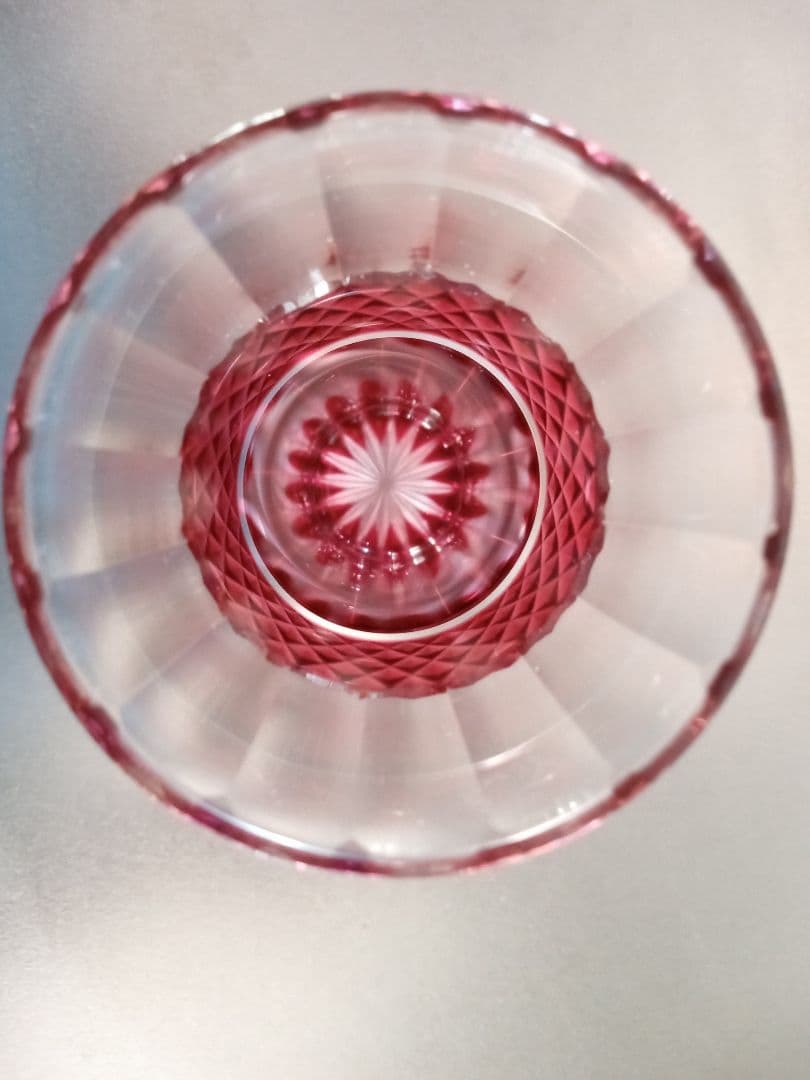 薩摩切子　一口ビールグラス　赤　色被せグラス　薩摩ガラス工芸作