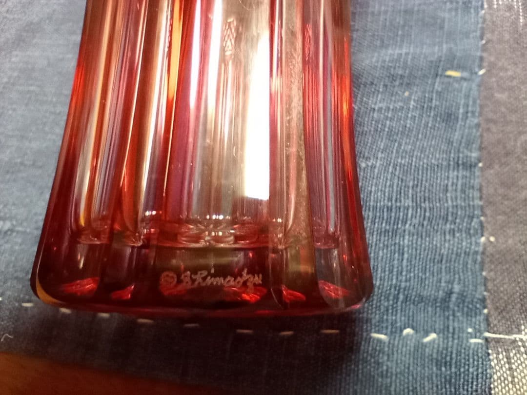 薩摩切子　一口ビールグラス　赤　色被せグラス　薩摩ガラス工芸作