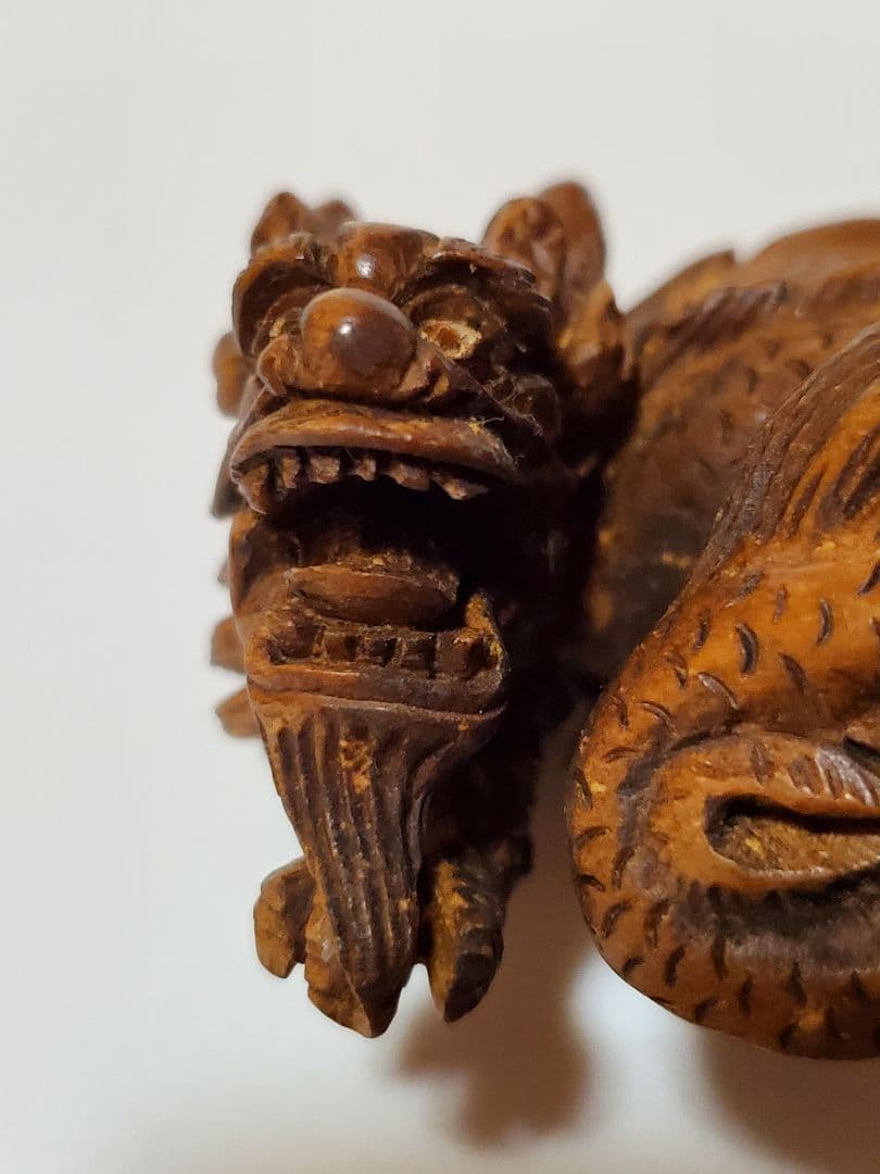 龍　竜　一刀彫　ドラゴン　木彫り　置物　骨董　ヴィンテージ　アンティーク