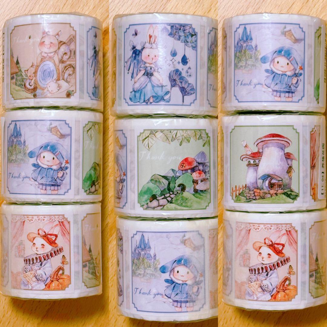 PVCシール 封口貼 ロールシール 巻き売り うさぎ 動物 マステ No.003