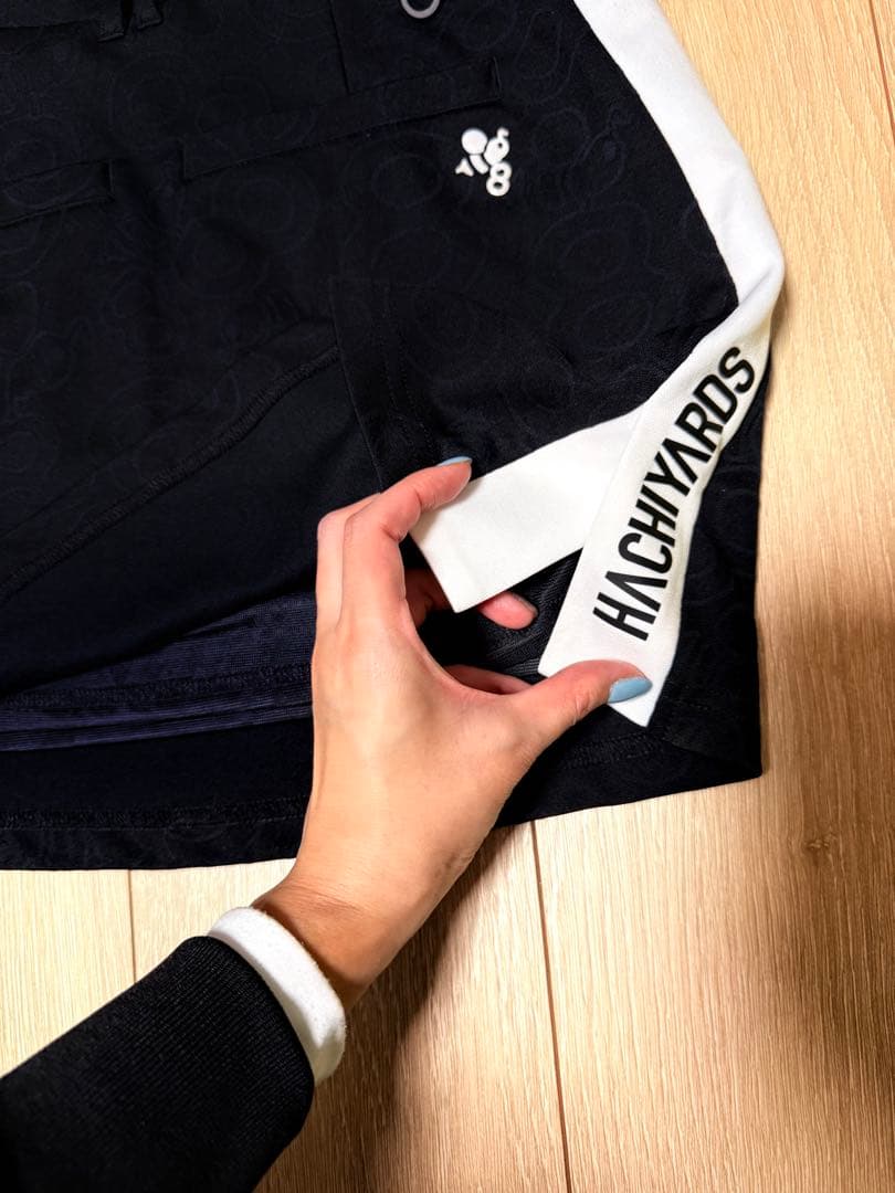 HACHYARDS 黒スカート サイドストライプ　XS