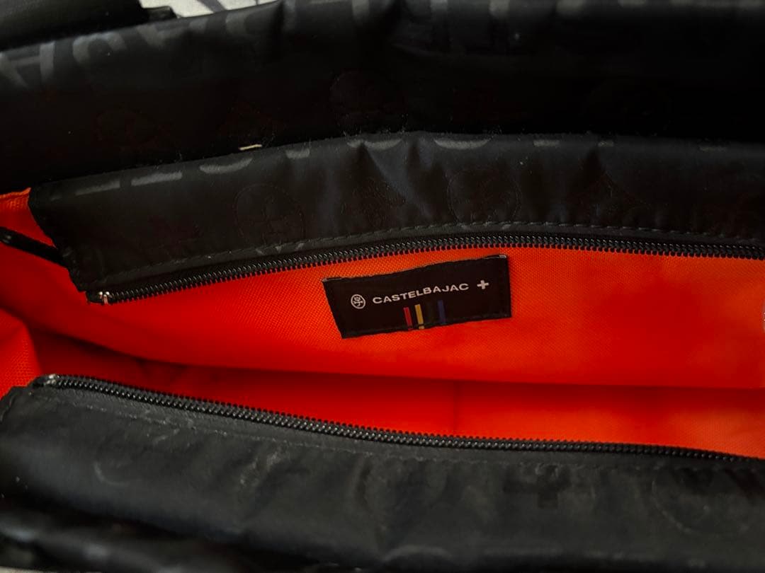 【未使用】カステルバジャック ハンドバッグ モノグラム 黒×オレンジ