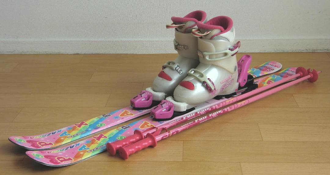 ■■送料無料■KAZAMA■子供用スキーフルセット■板106靴21■WAX済■■