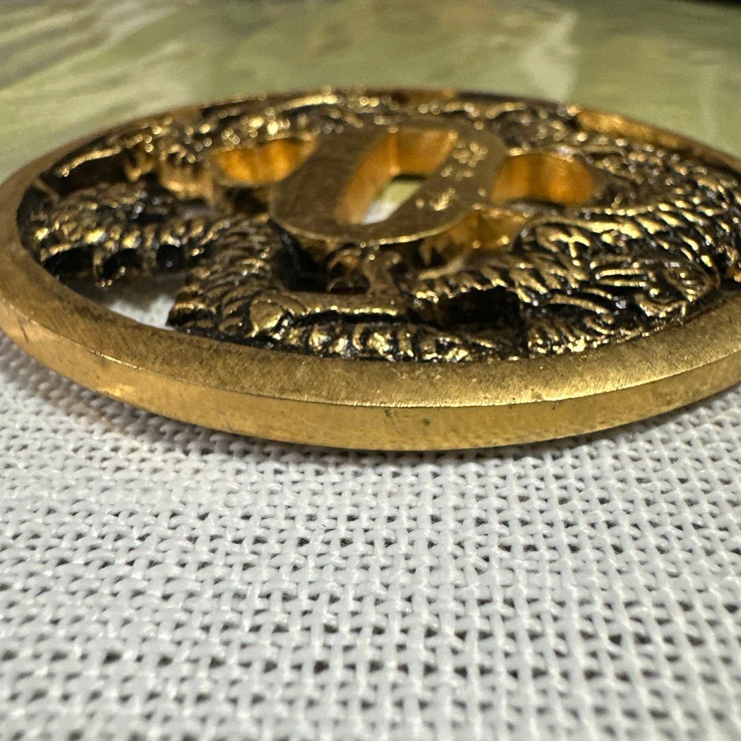 孝行作　刀装具 鍔 古美術品 金色塗