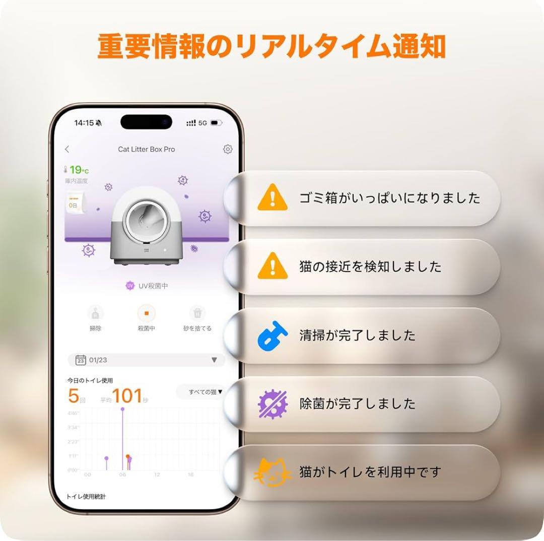 猫自動トイレ 全自動猫トイレ　AI搭載センサー　PIR検知 ダブル脱臭 多頭飼い