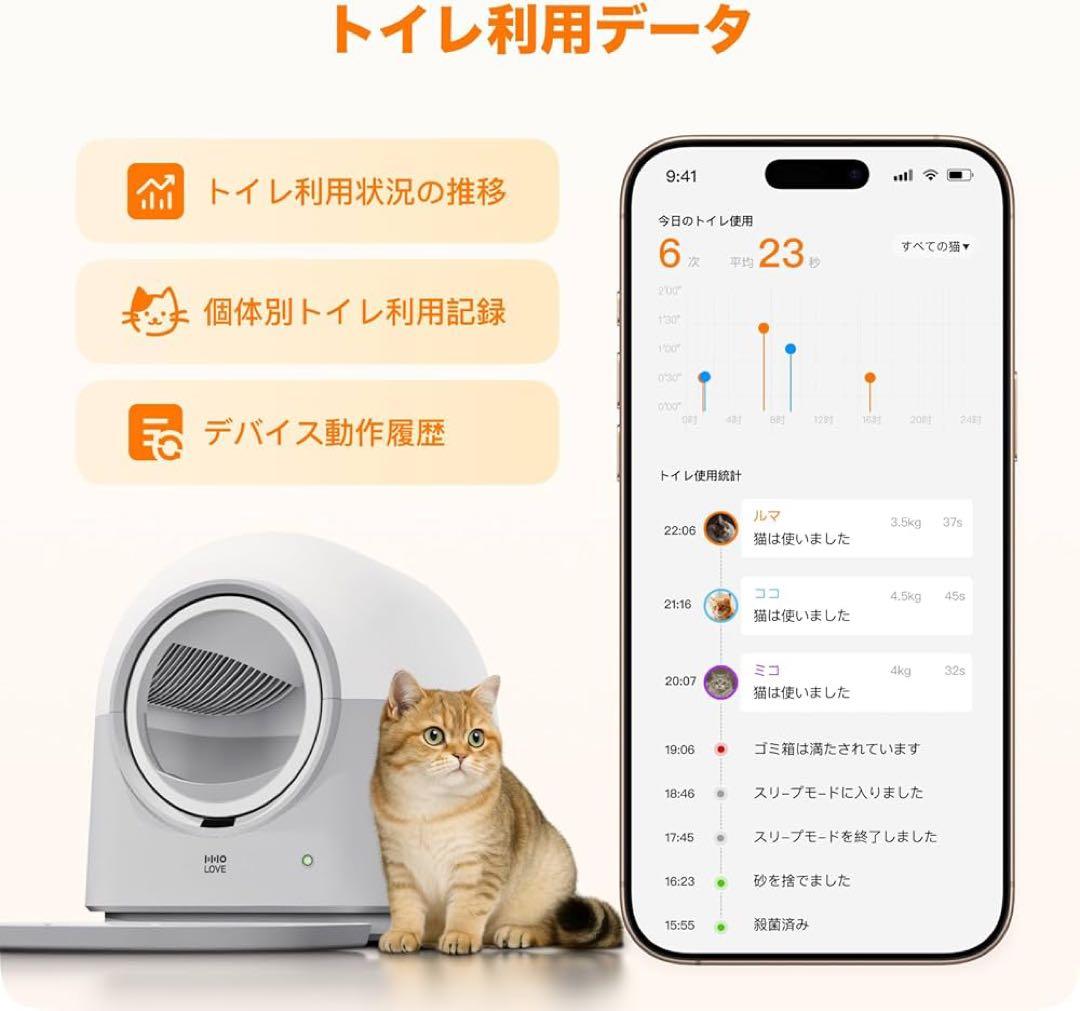 猫自動トイレ 全自動猫トイレ　AI搭載センサー　PIR検知 ダブル脱臭 多頭飼い