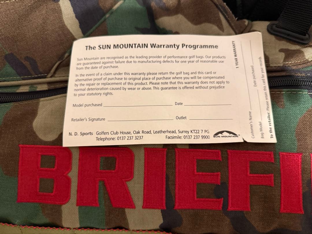 ブリーフィングゴルフ　ビームス　サンマウンテン　キャディバッグ　迷彩　カモフラ
