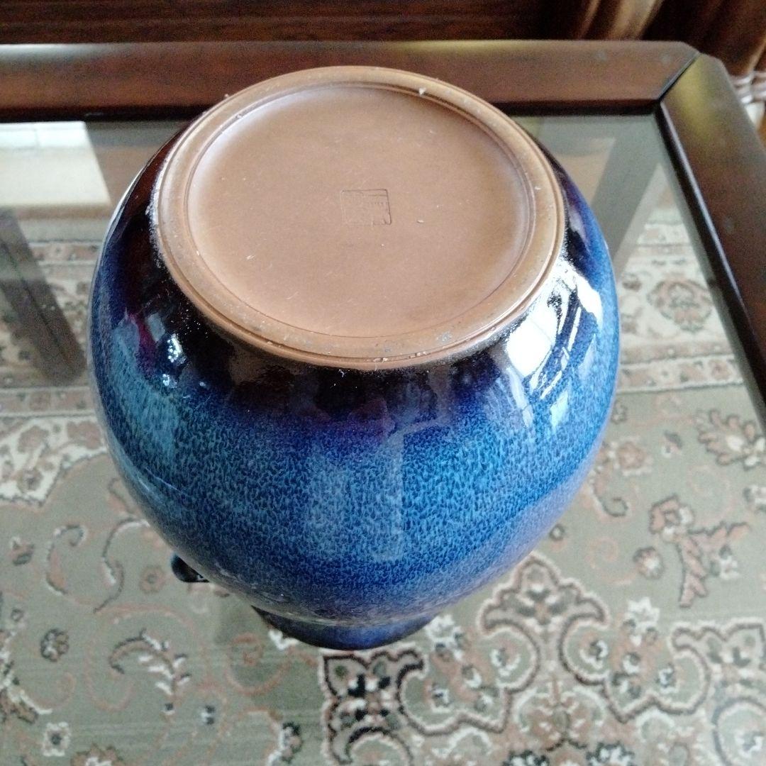 中国骨董【 鈞磁窯変象耳尊、礼器花瓶】陶磁器名品貴重希少在銘あり大変縁起の良い物
