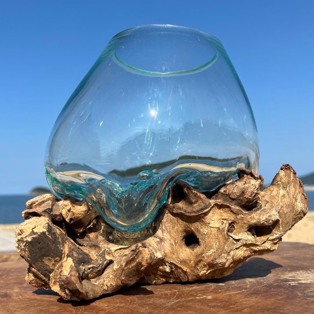 流木ガラス オブジェ中R 花瓶 金魚鉢 ガーデニング テラリウム 観賞魚 容器