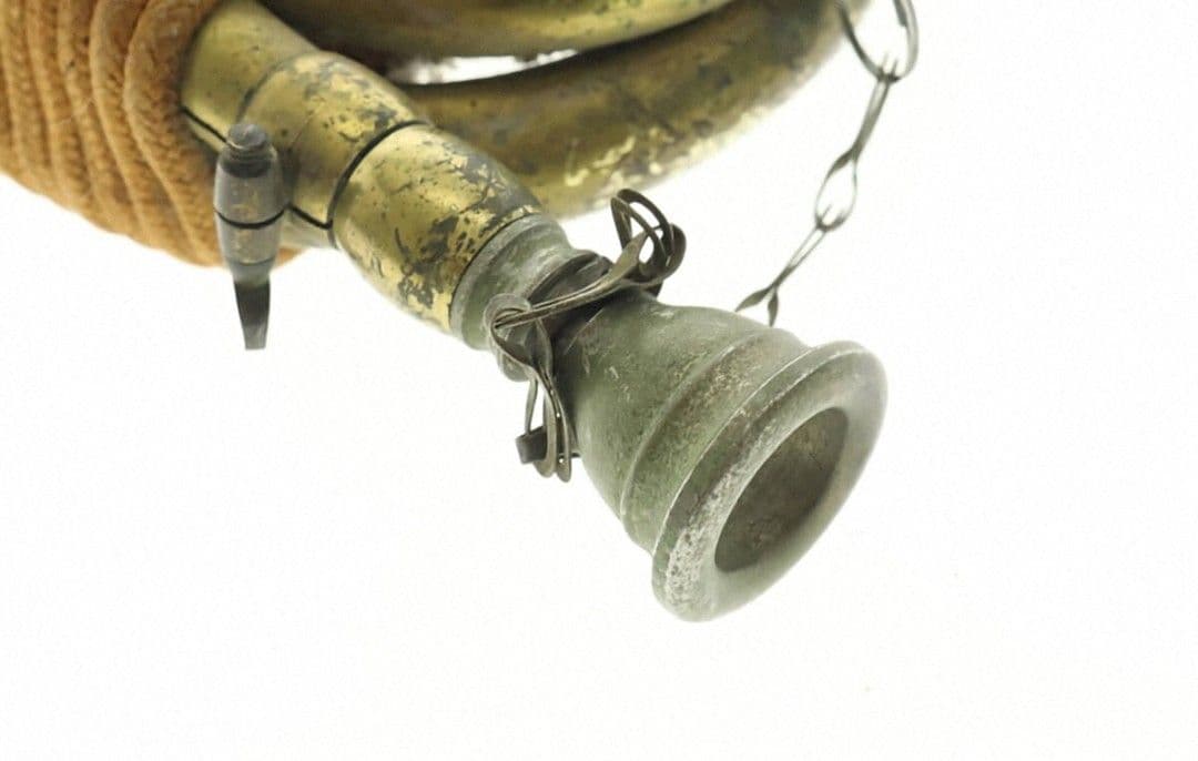 【当時物】日本軍・軍隊ラッパ（喇叭）信号ラッパ・突撃ラッパ 二巻⑥【商標刻印有】