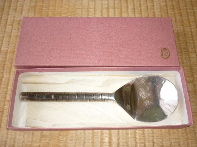 1970年代◆老舗京都 清昌堂 茶道具 本物総銀製 炉用灰さじ 重さ108.4ｇ