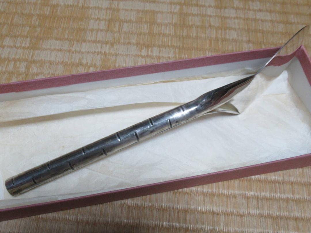 1970年代◆老舗京都 清昌堂 茶道具 本物総銀製 炉用灰さじ 重さ108.4ｇ