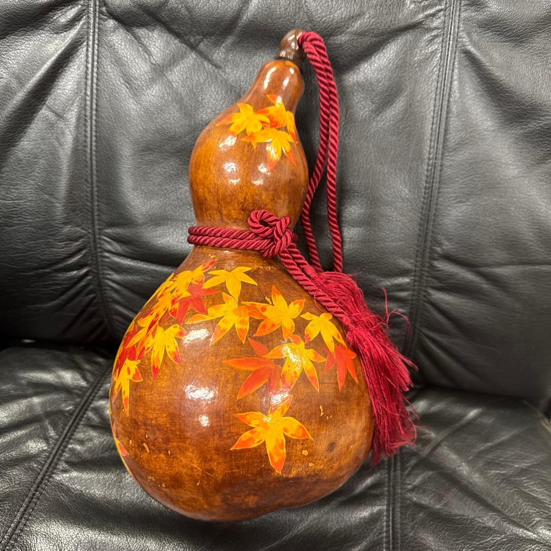 装飾的なひょうたん 紅葉と花模様【ひょうたん 瓢箪】開運 厄除け 装飾品