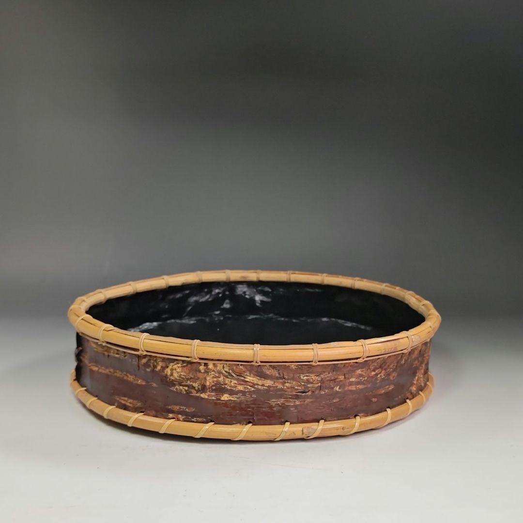 イ831 炭斗『水谷六々斉』『桜皮　炭斗　共箱』茶道具