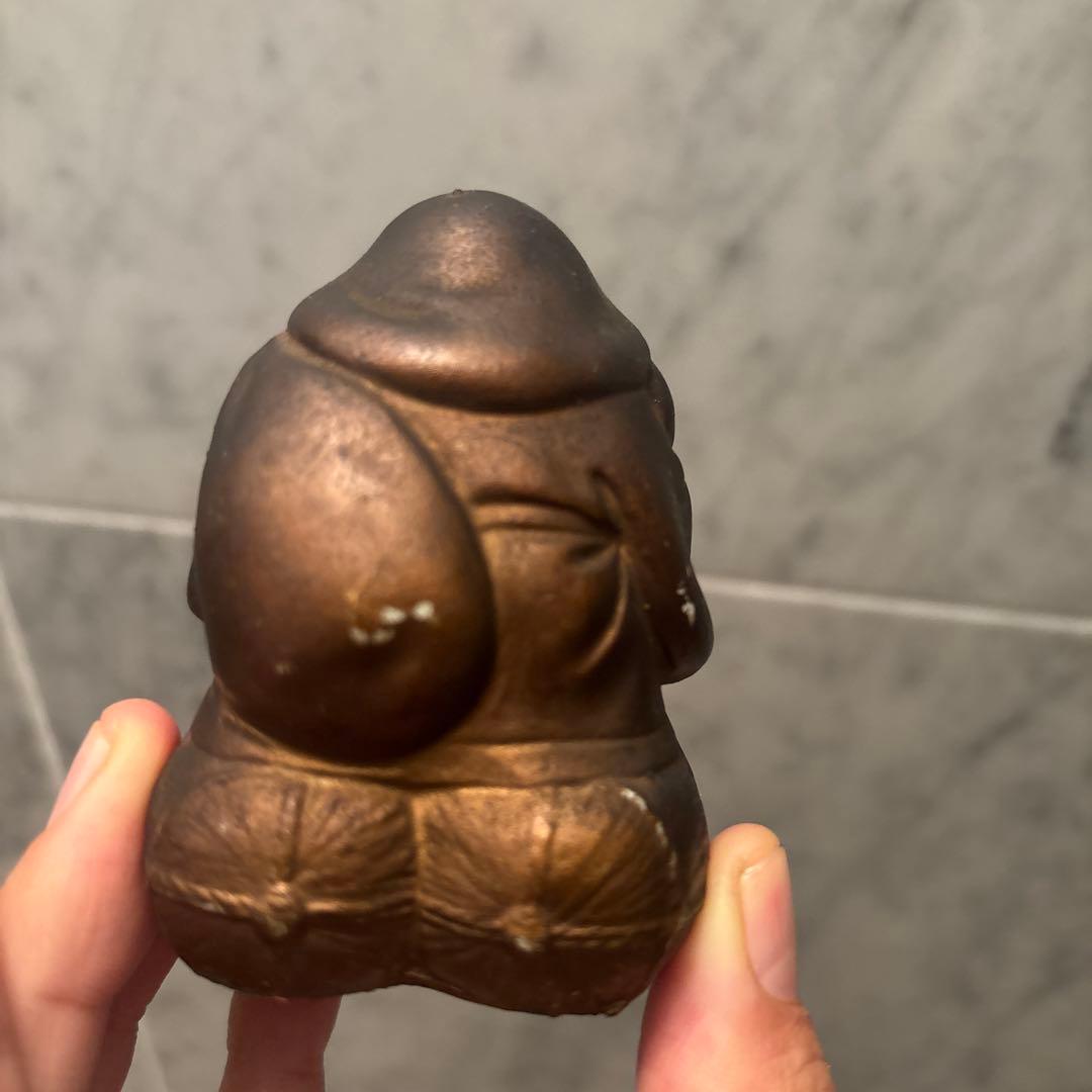 アンティーク明治時代平和的なお顔で 笑顔が素敵な大黒様の陶器オブジェ