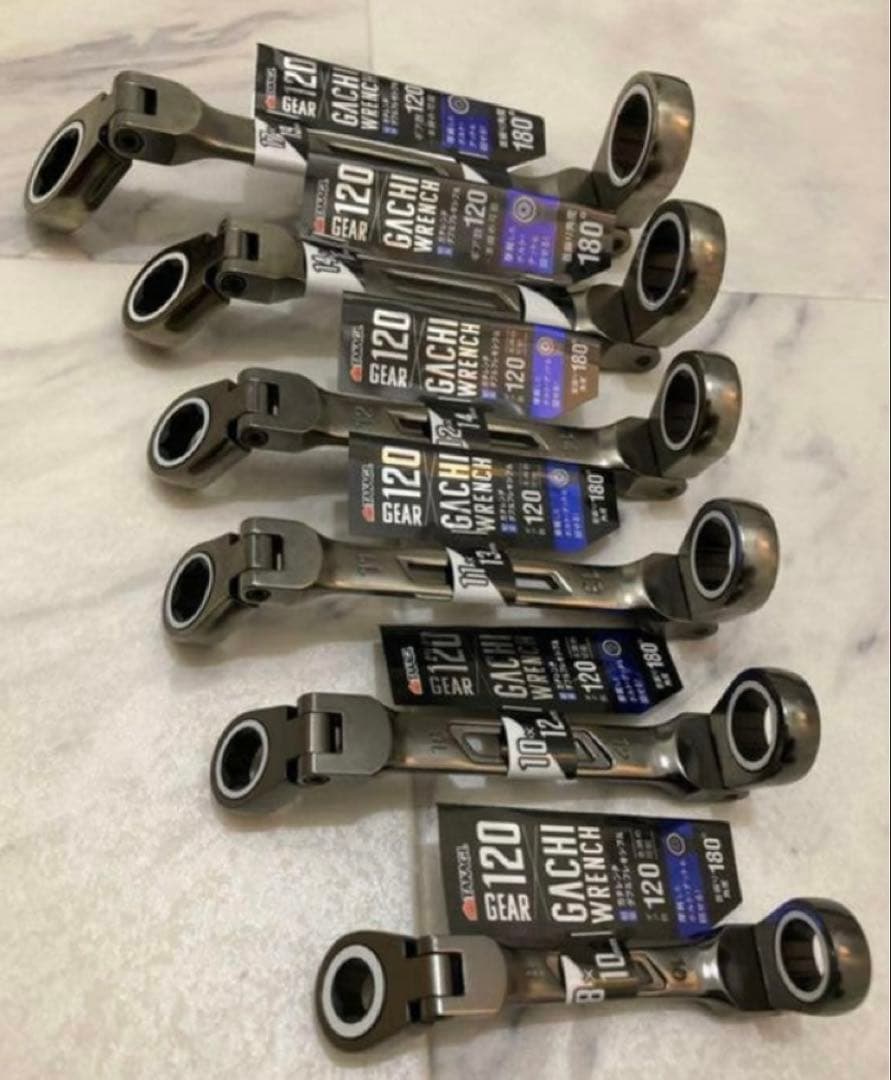 【新品】首振りダブルギアレンチ 軽量ガチレンチ ダブルフレキシブル 全6種セット