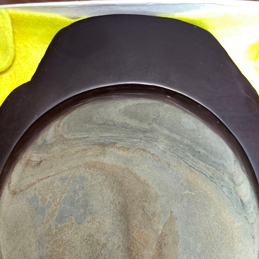 ⭕️うさぴょん⭕️赤間硯　希少　紫青石、紫金石様石紋綺麗　昇進堂謹製　丸型硯