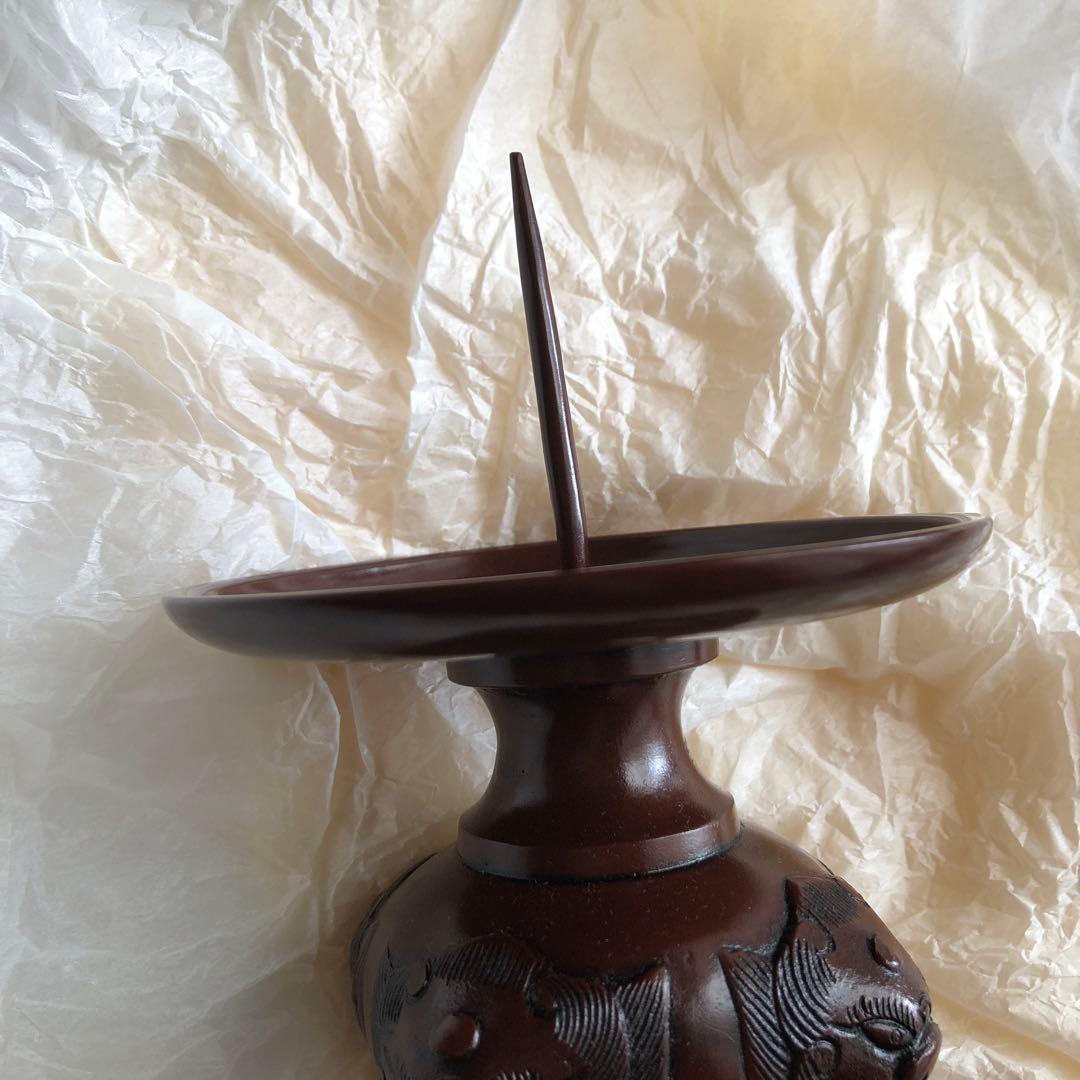 蠟型鋳銅　燭台　銀雅堂　木箱入