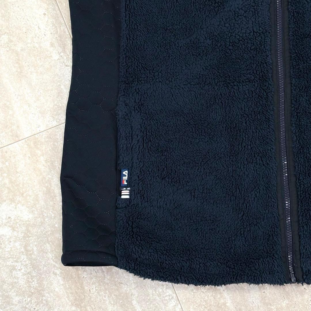 【フィラゴルフ】ボアベスト　5Lサイズ　ネイビー　フルジップ　ロゴワッペン