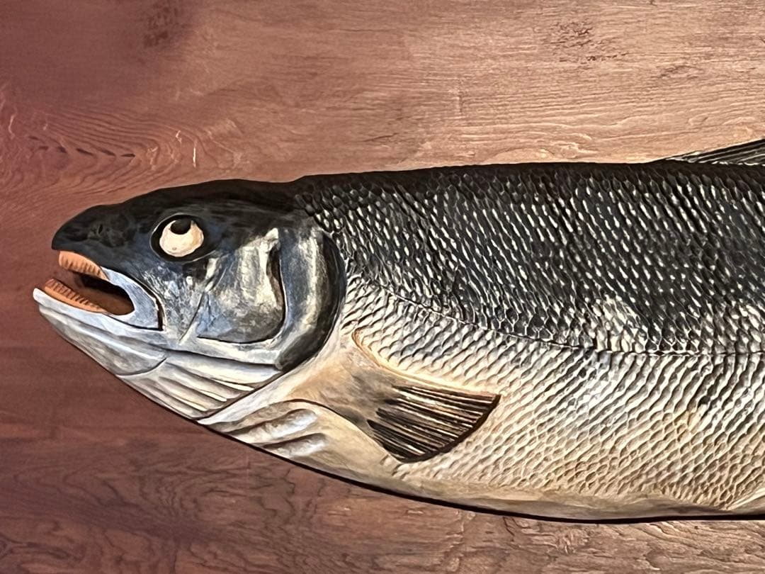 【希少品・レア物】木彫 鮭 芸術作品