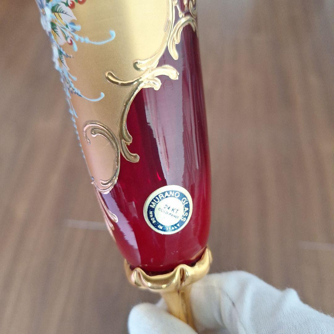 ベネチアングラス　花柄 シャンパングラス 6個セット　ムラノグラス