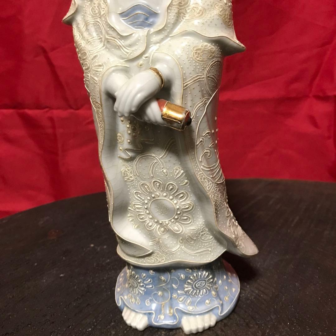 開運‼️無病息災☆仏教美術 ☆骨董九谷焼 観音立像 ♣縁起置物 ♣守護仏