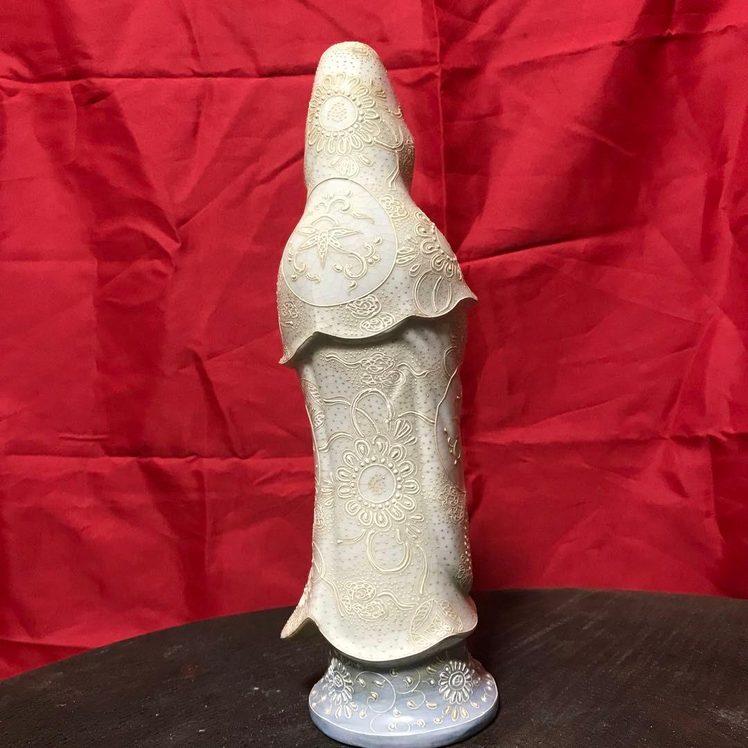 開運‼️無病息災☆仏教美術 ☆骨董九谷焼 観音立像 ♣縁起置物 ♣守護仏