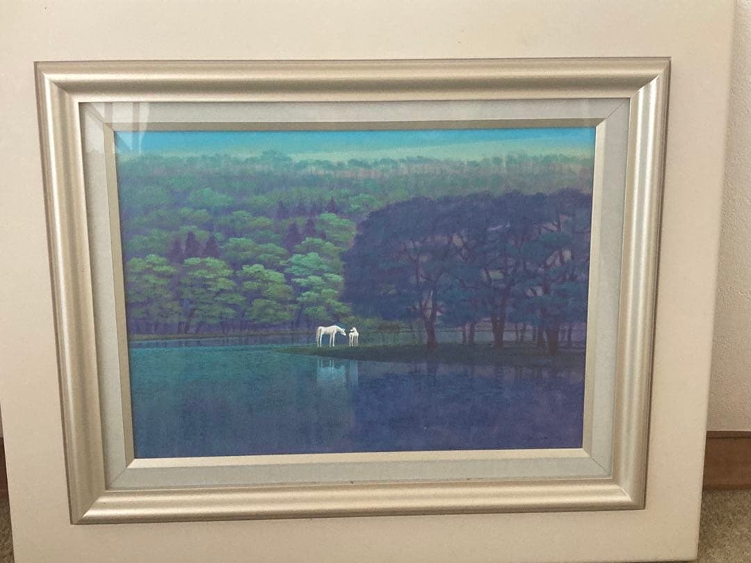 富谷一明　油彩 馬 シルバーフレーム