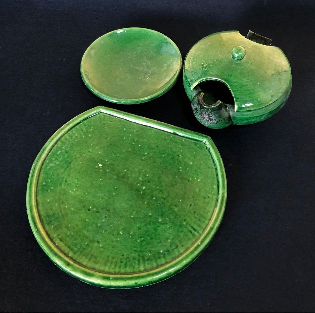 《R》茶道具 短檠 青楽 雀瓦 和楽 燭台 夜咄 灯火具 元箱 251225か3