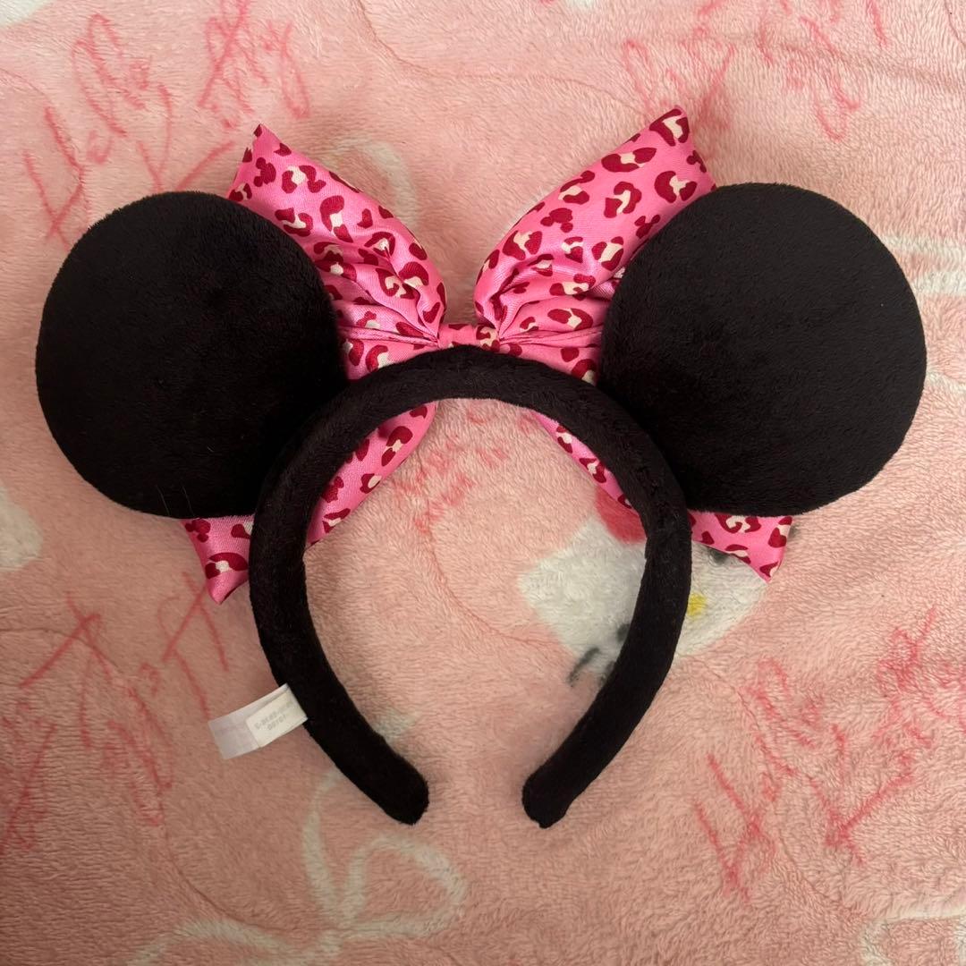 ミニー　カチューシャ ヒョウ柄リボン