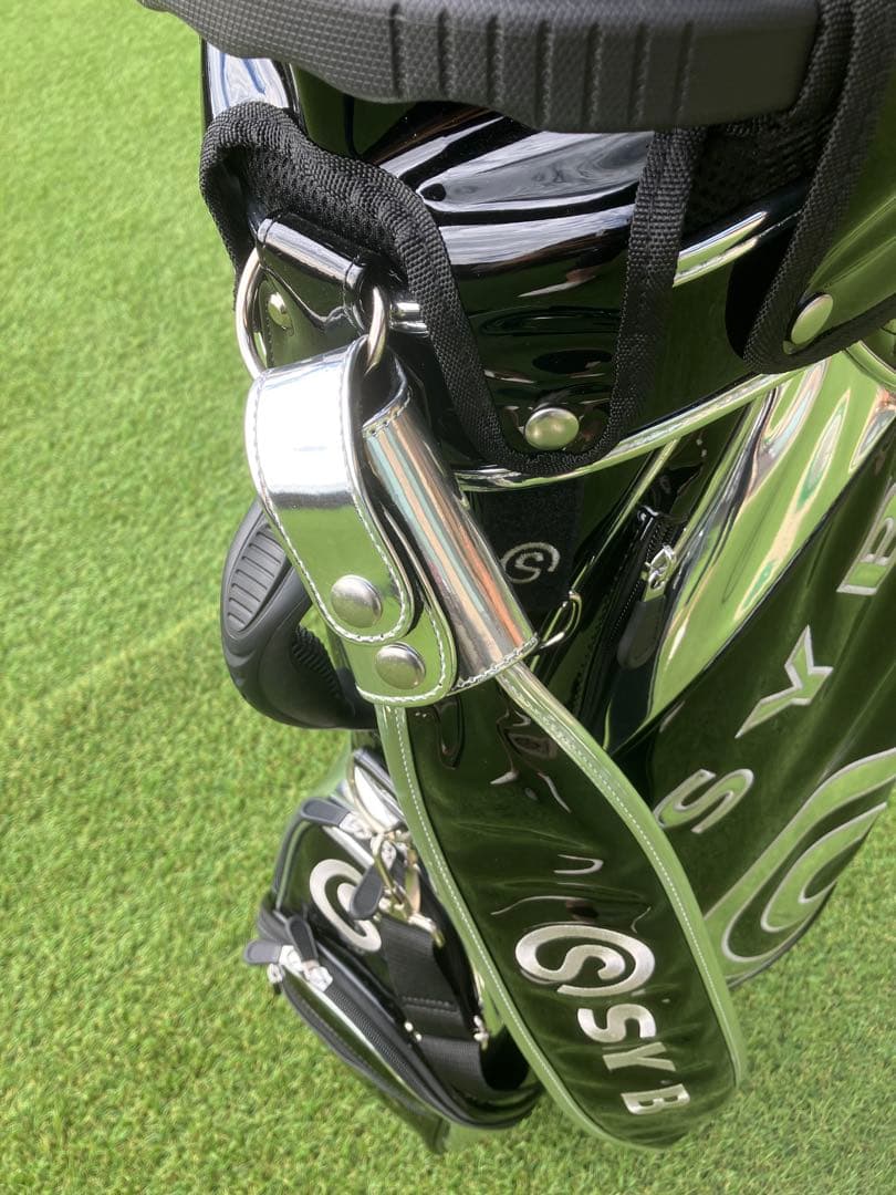 SYB ゴルフキャディーバック黒 シルバー　エナメル素材