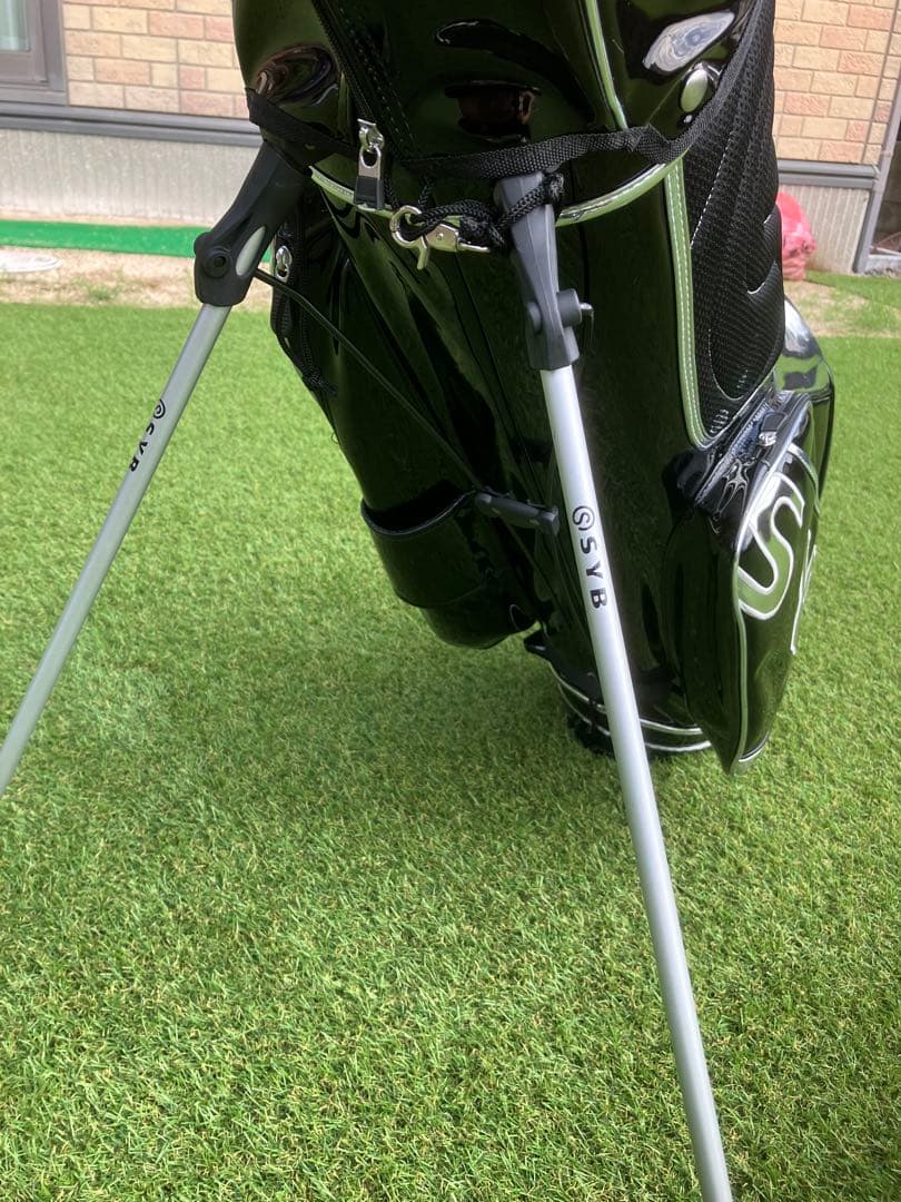 SYB ゴルフキャディーバック黒 シルバー　エナメル素材