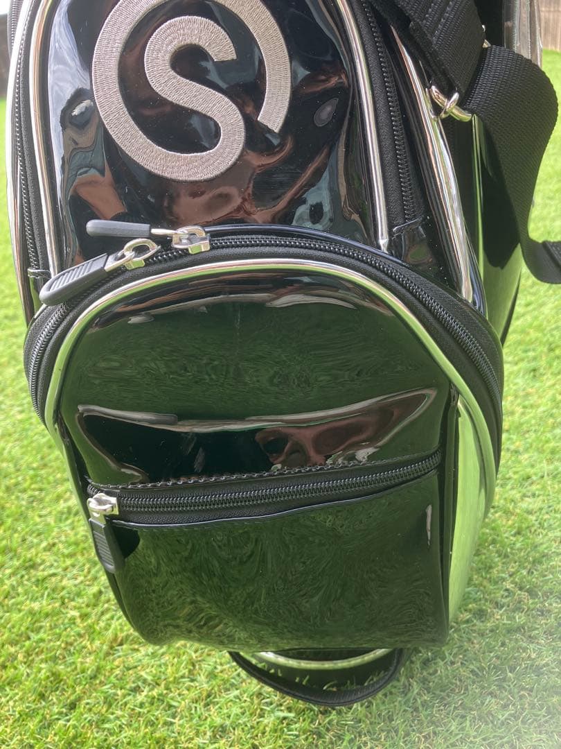 SYB ゴルフキャディーバック黒 シルバー　エナメル素材