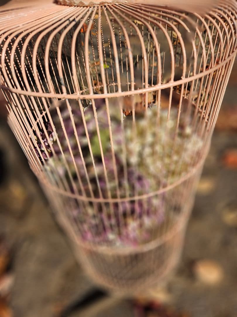 フランスアンティーク風　鳥かご　ピンク　シャビー　ブロカント