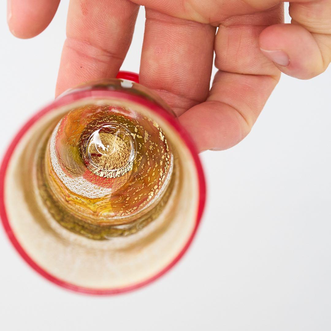 石井康二　多色波状模様 ガラス製ゴブレット　美品