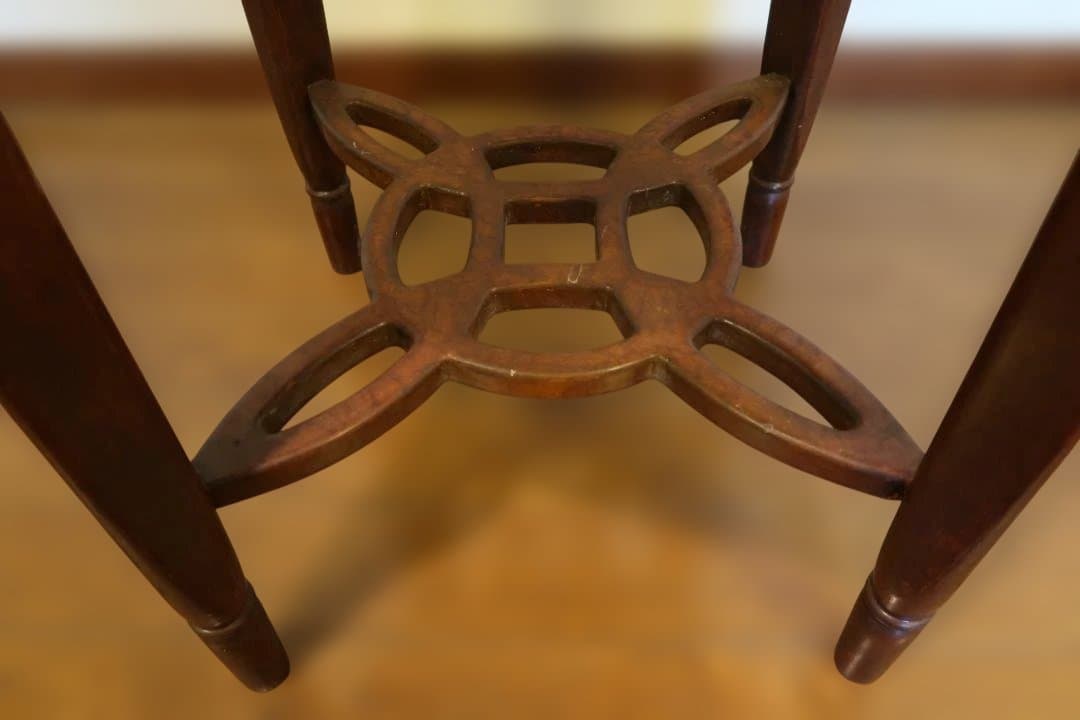 サイドテーブル　ハイテーブル　円型　象嵌　アンティーク風