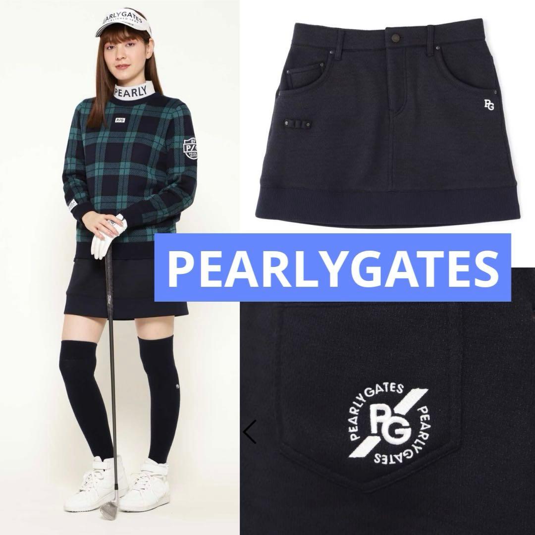 ★パーリーゲイツPEARLYGATESセーターフリーススカート新品未使用ネイビー