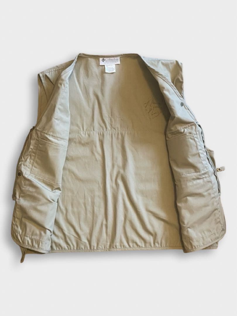 90s Columbia PFG ベージュ フィッシングベスト 6ポケット 美品