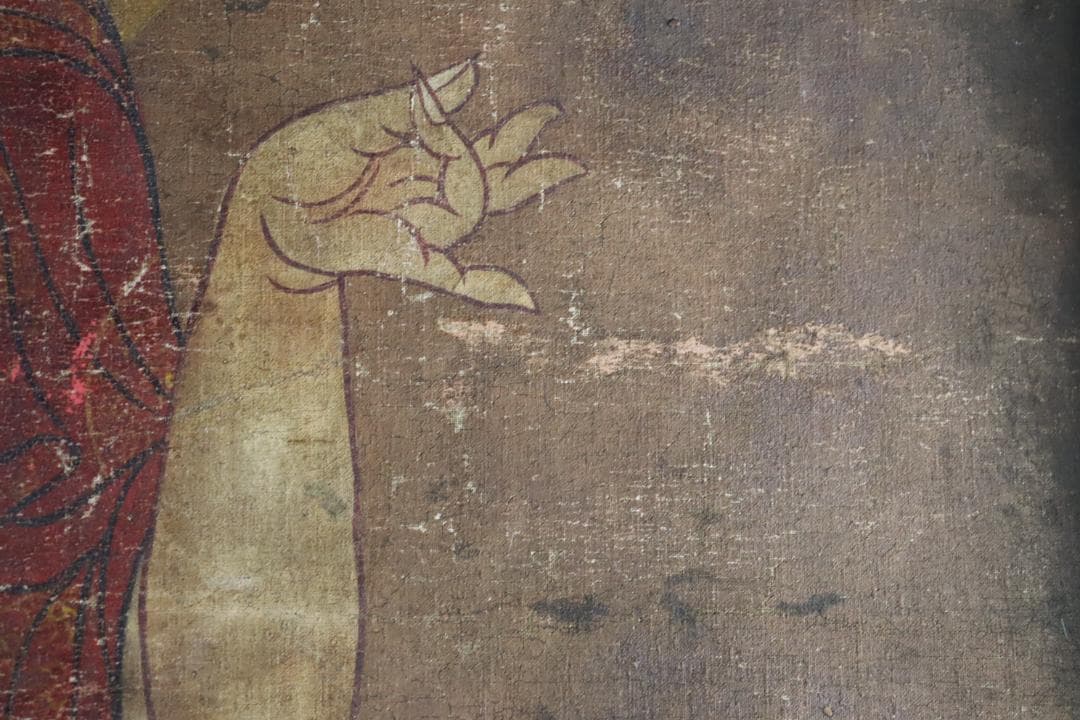 仏教美術 「阿弥陀如来図」 彩色 肉筆 60号 高麗仏画 時代古玩 唐物骨董